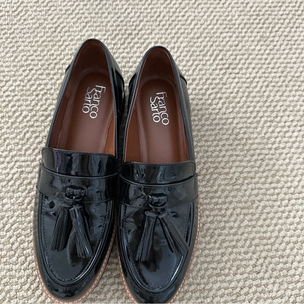 Franco Sarto Black Patent Leather Loafers